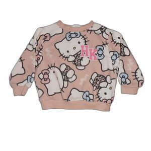 🟢 Hello Kitty x H&M Pink Leopard Bow Sweatshirt Sz 2T